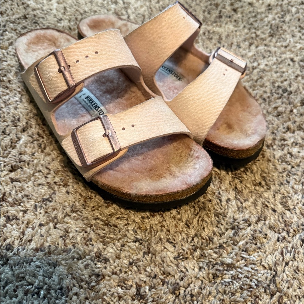 Birkenstock Pink Shearling Arizona Sandals